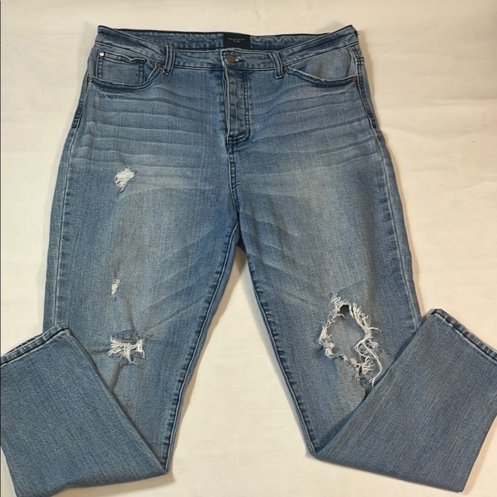 Celebrity Pink Jeans Women’s 13 High-Rise Straight Leg Distressed Button Fly